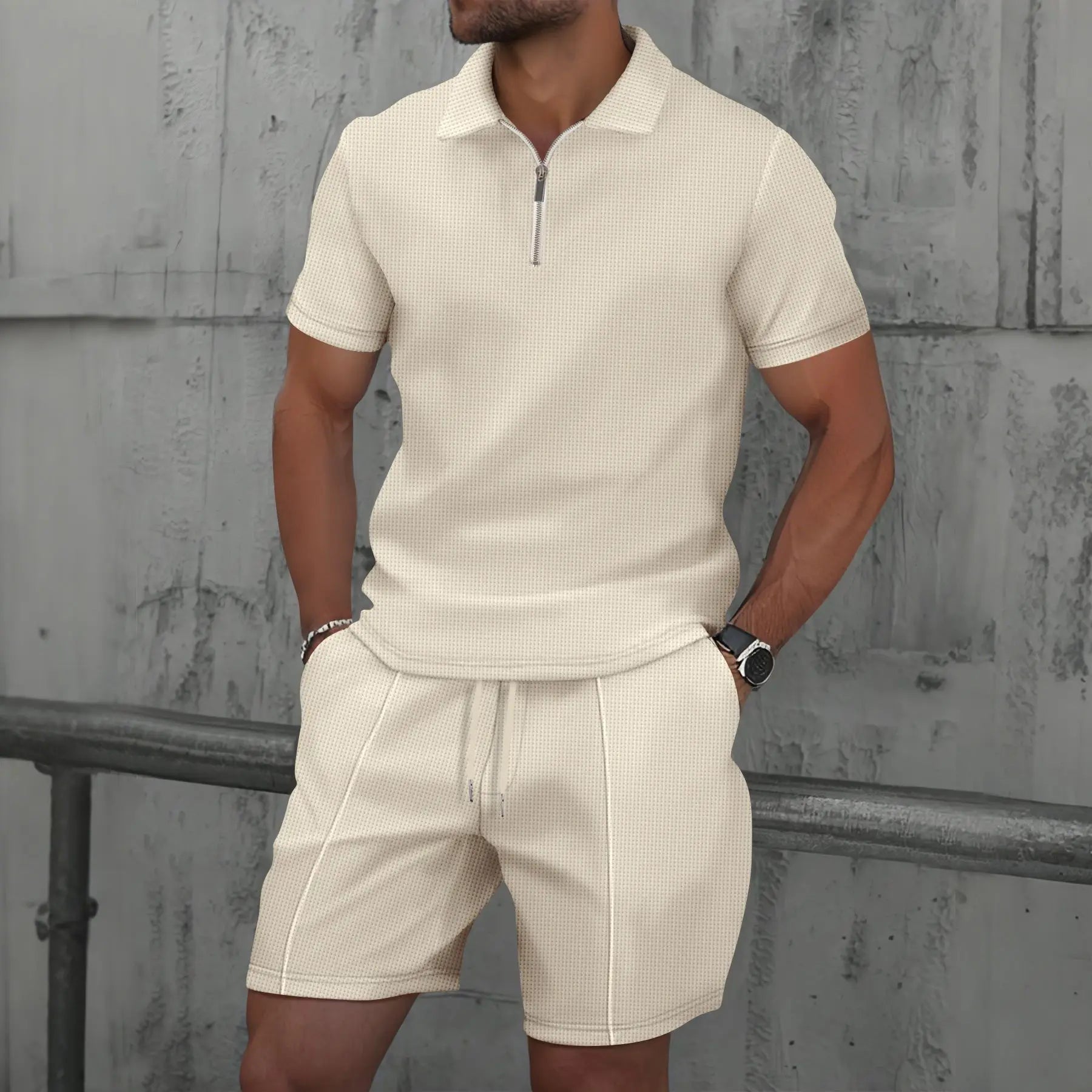 Conjunto Verano Waffle Zip Casual
