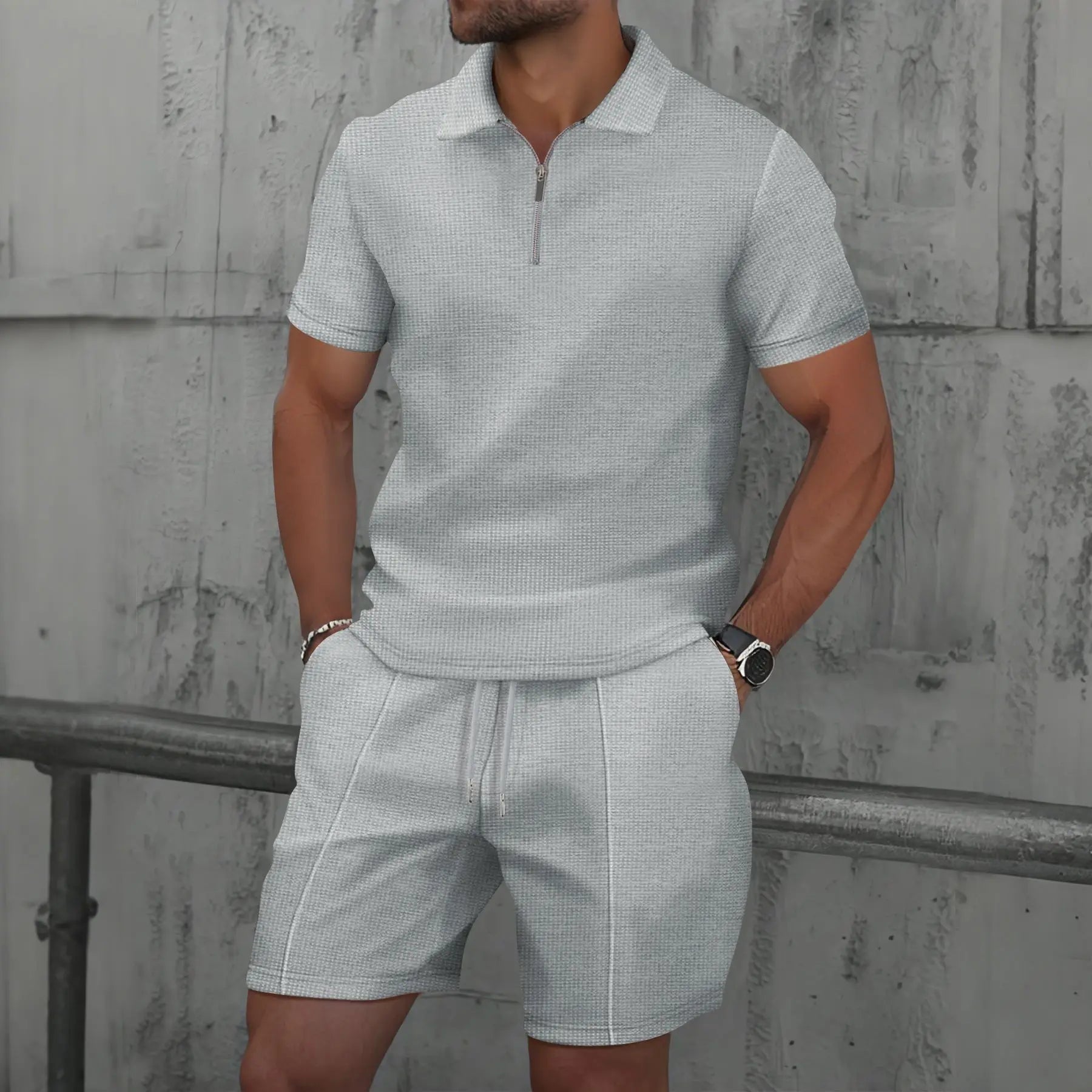 Conjunto Verano Waffle Zip Casual